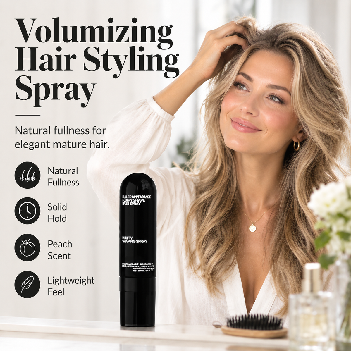 Cougex™ 10 Second Volume Fix Fluffy Hair Shaping Spray‑Lightweight with Peach Fragrance